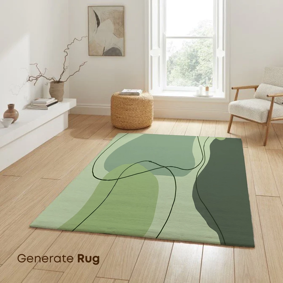 Abstract Green Terrain: Wavy Lines and Earthy Shades - Image 6