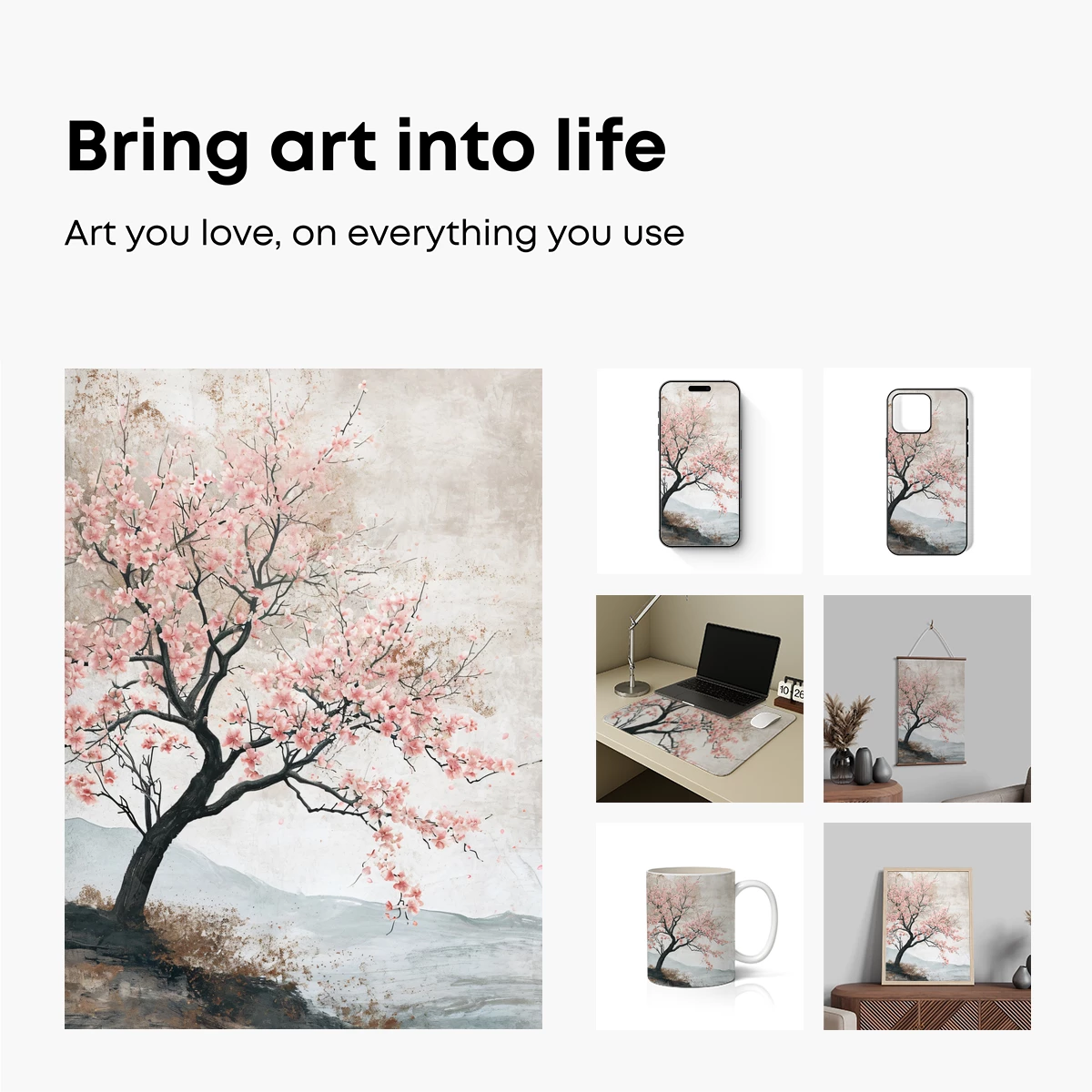 Blossom Solitude: Elegance of Cherry Blossoms in Zen Landscape - Image 2