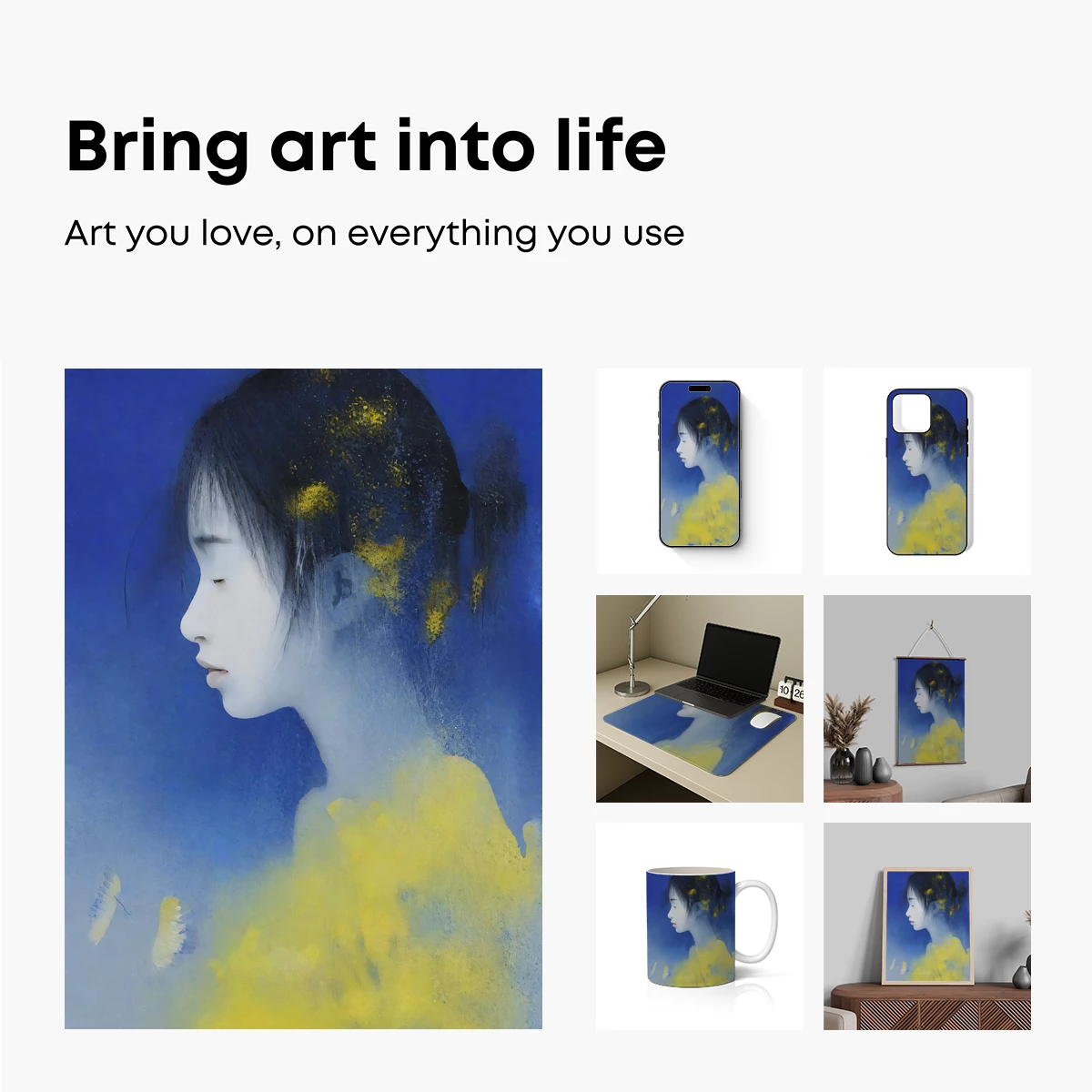 Ethereal Profile in Blue and Gold - Image 2