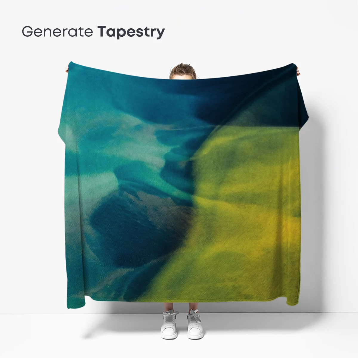 Abstract Ocean Waves in Teal and Gold - Image 5