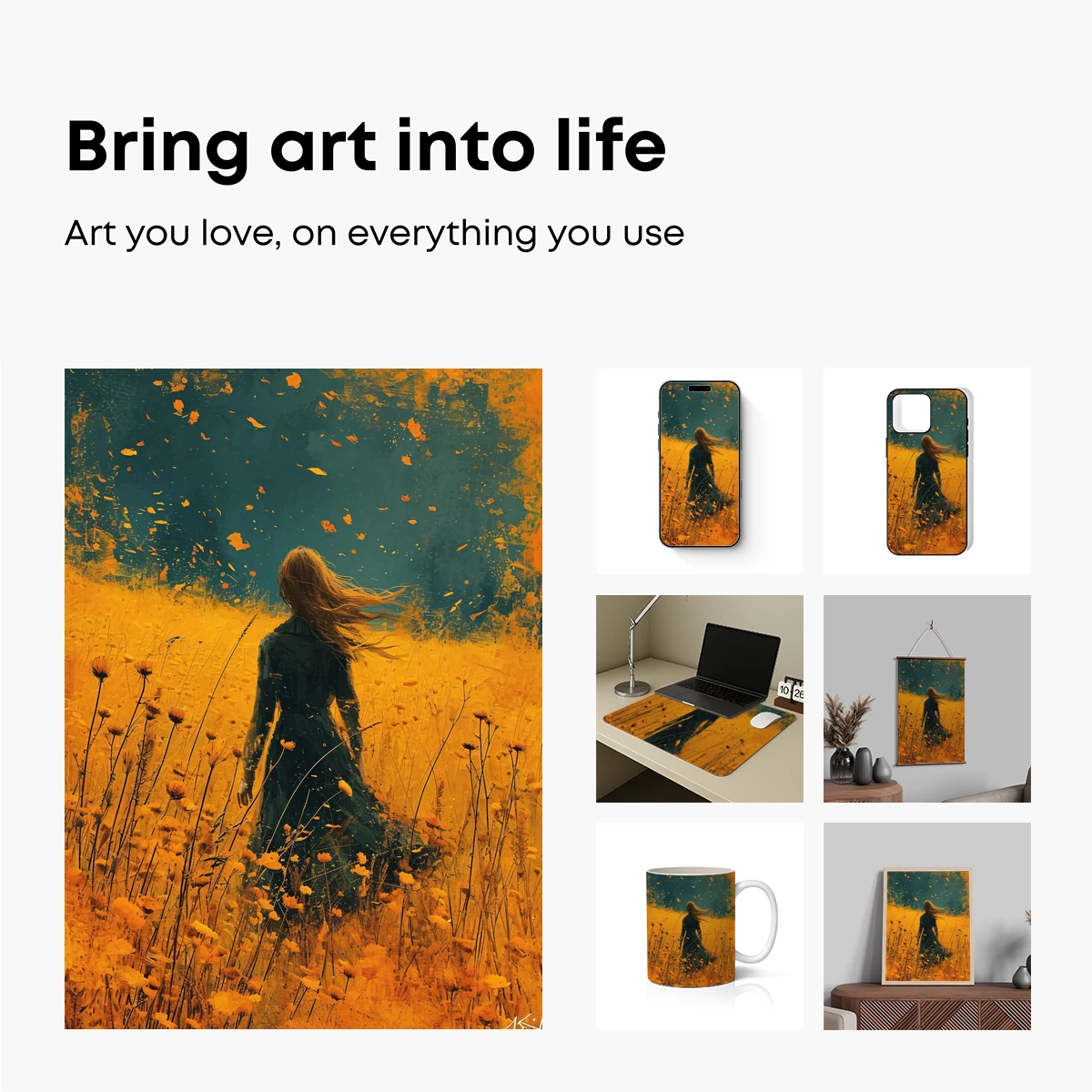 Autumnal Solitude: Wind-Whipped Wanderer in Golden Fields - Image 2