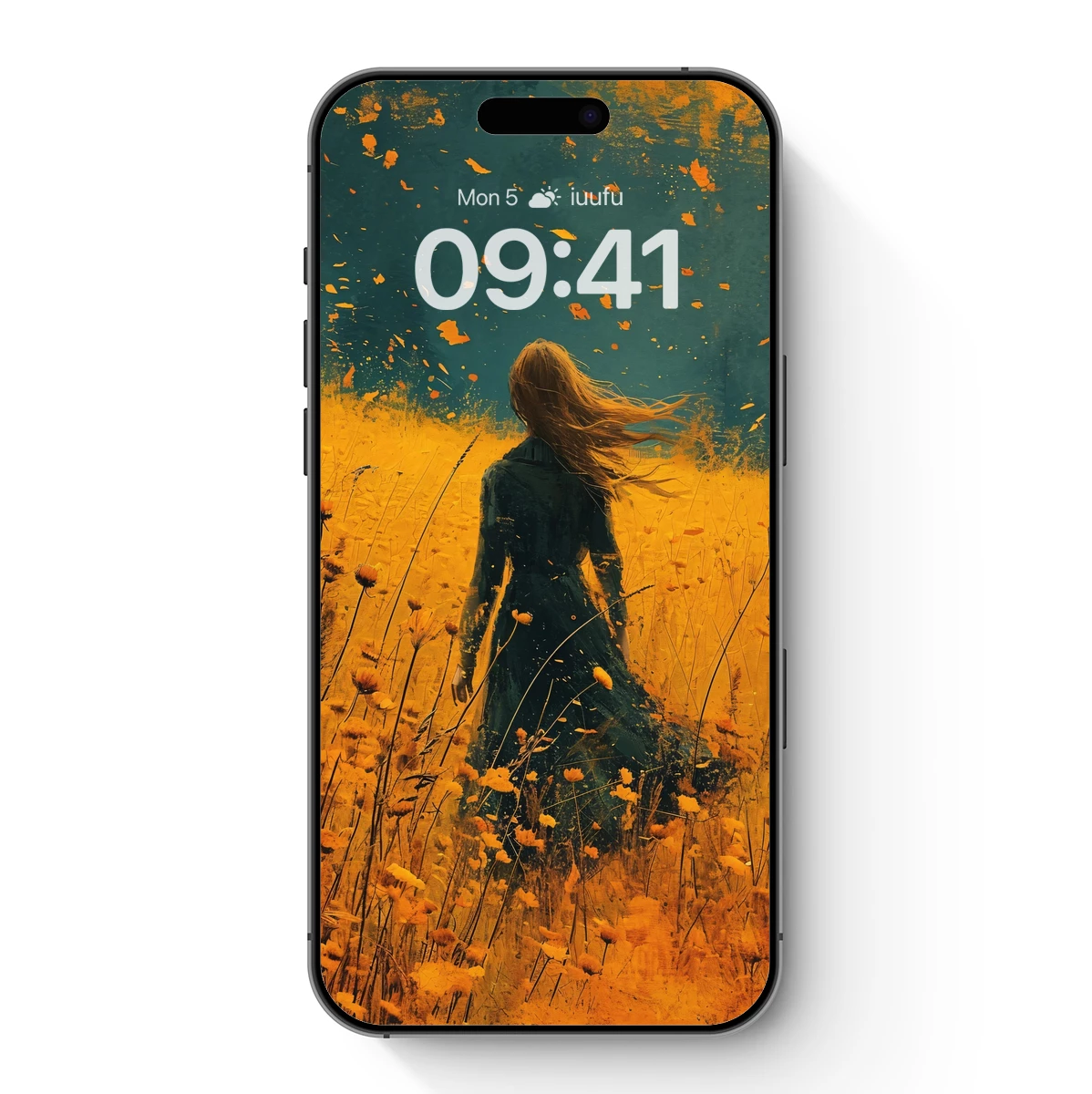 Autumnal Solitude: Wind-Whipped Wanderer in Golden Fields