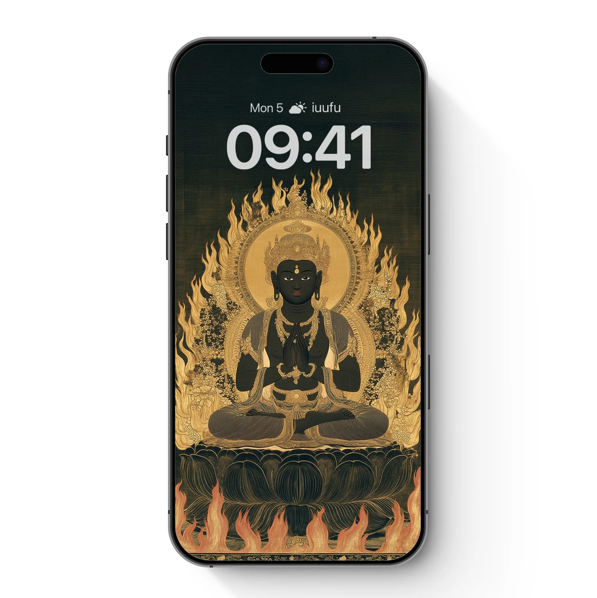 Enlightened Flames: Zen Buddha in Radiant Aura