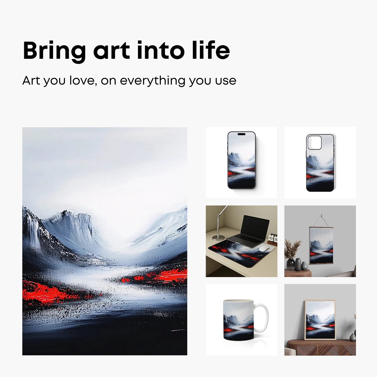 Fiery Winter Peaks: Abstract Mountain Landscape - Image 2