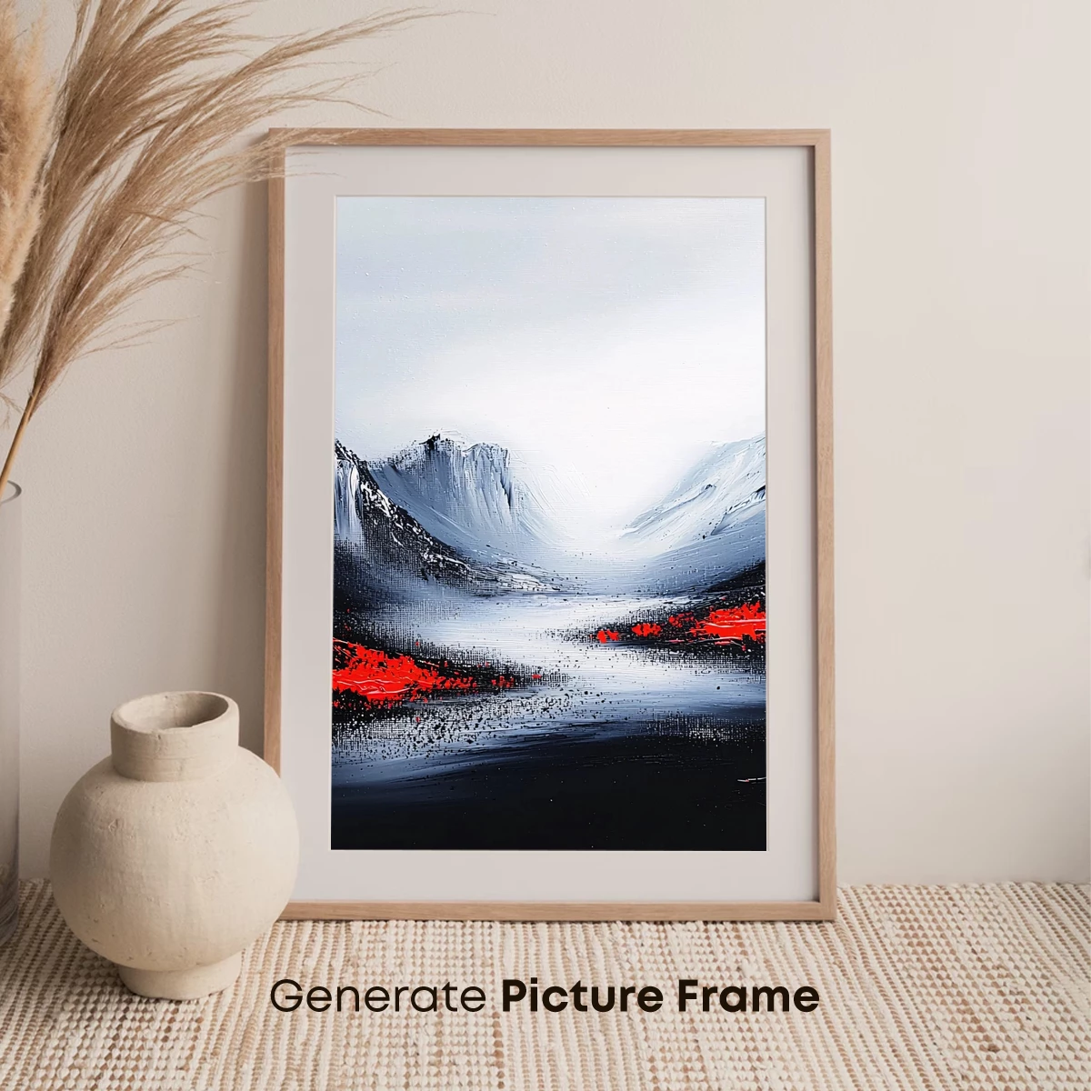 Fiery Winter Peaks: Abstract Mountain Landscape - Image 7