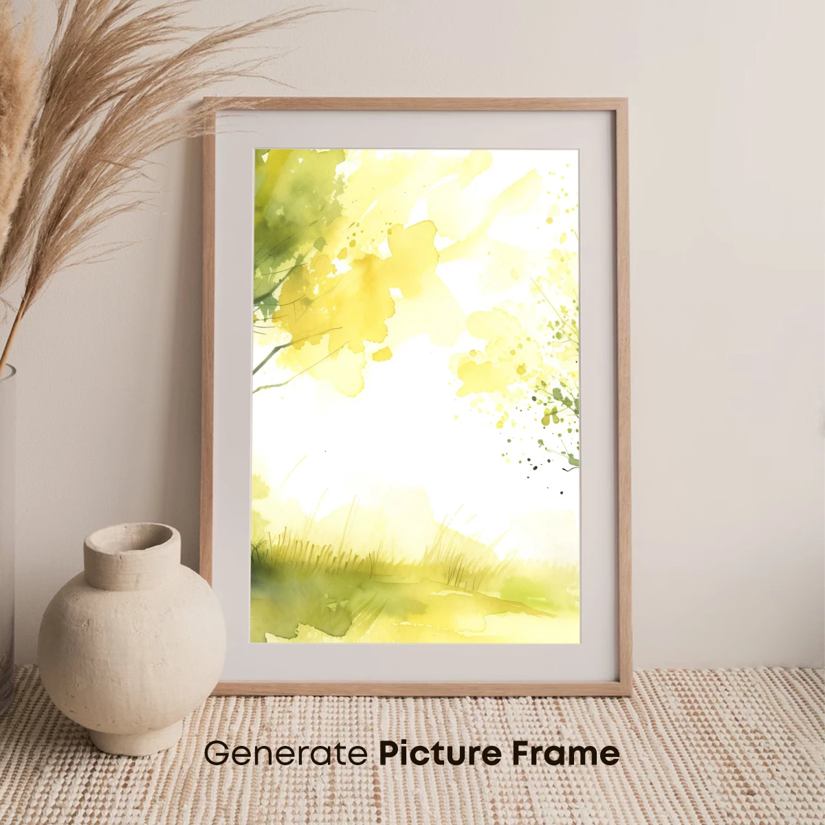 Golden Hues of Serenity: Watercolor Trees in Harmony - Image 7