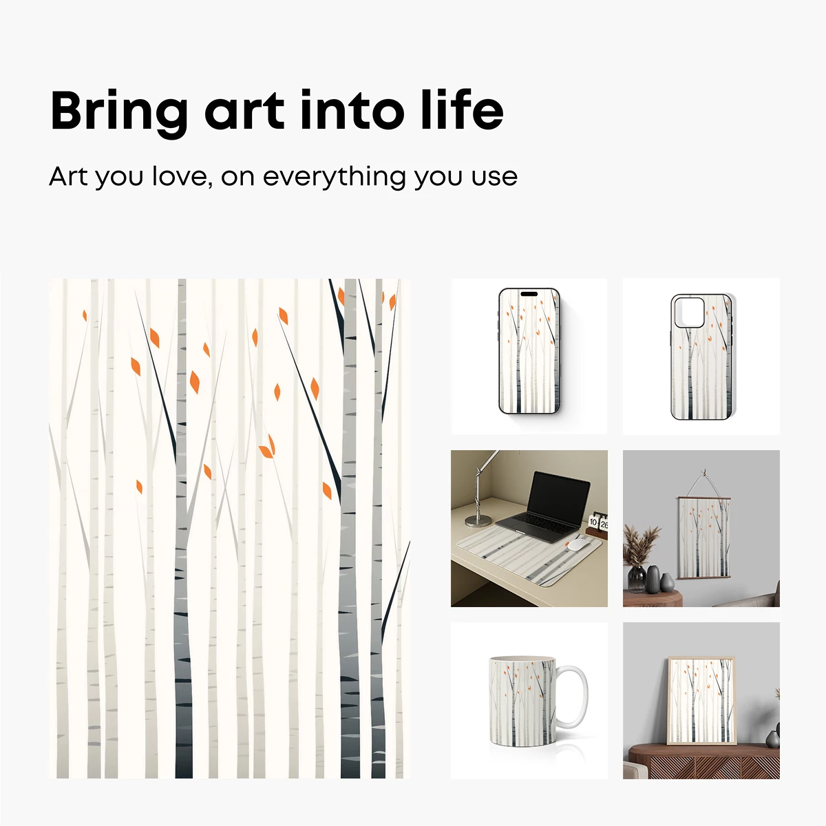 Autumn Birch Forest: Minimalist Elegance - Image 2