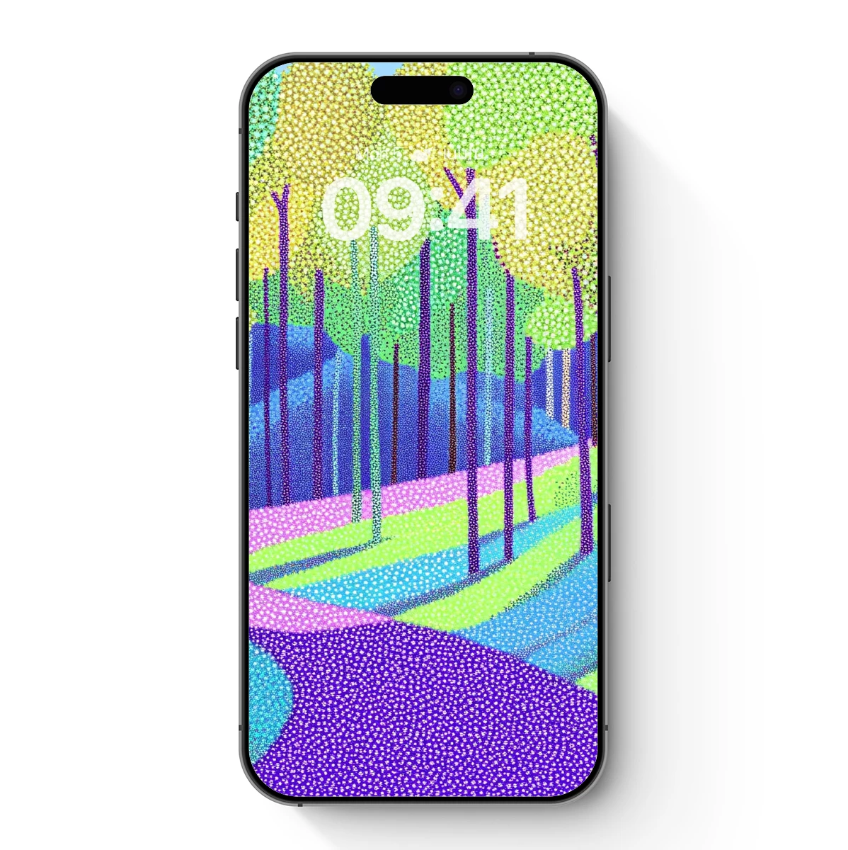 Dot-Painted Forest Path: A Vibrant Journey Through Nature's Palette