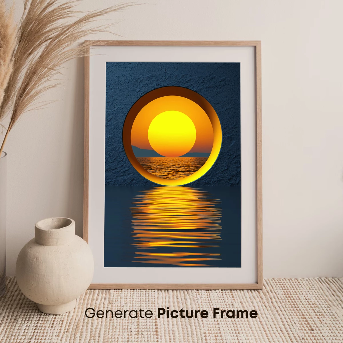 Circular Sunset Reflection: Modern Minimalist Art - Image 7