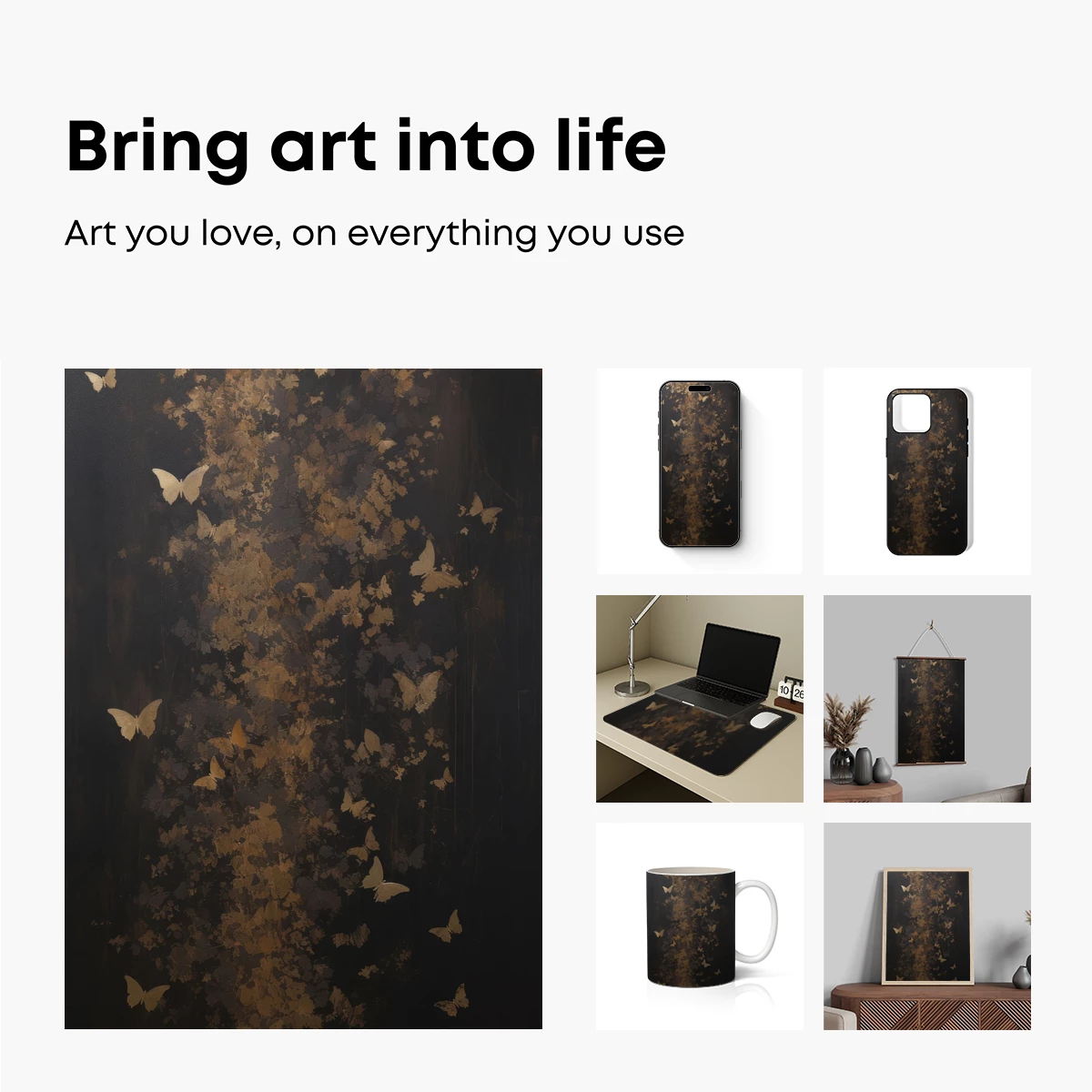 Golden Butterfly Swarm: Ethereal Flight in Midnight Hues - Image 2