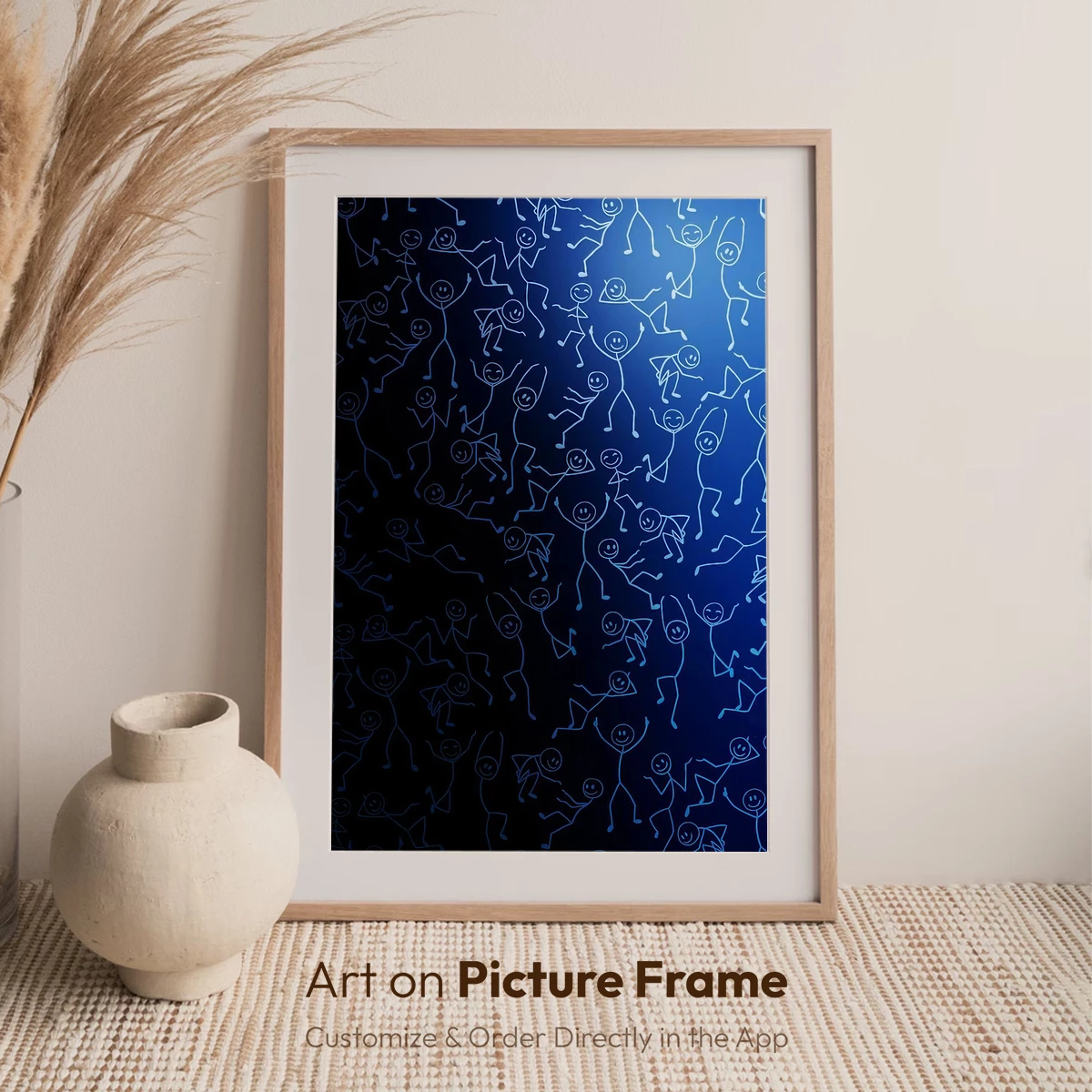 Dancing Stick Figures in Blue Gradient - Image 7