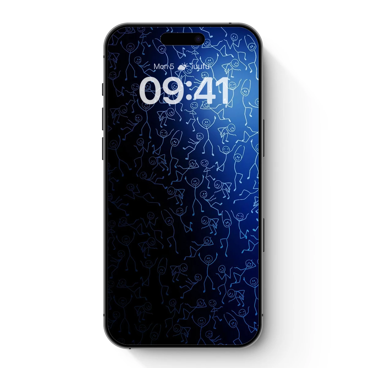 Dancing Stick Figures in Blue Gradient