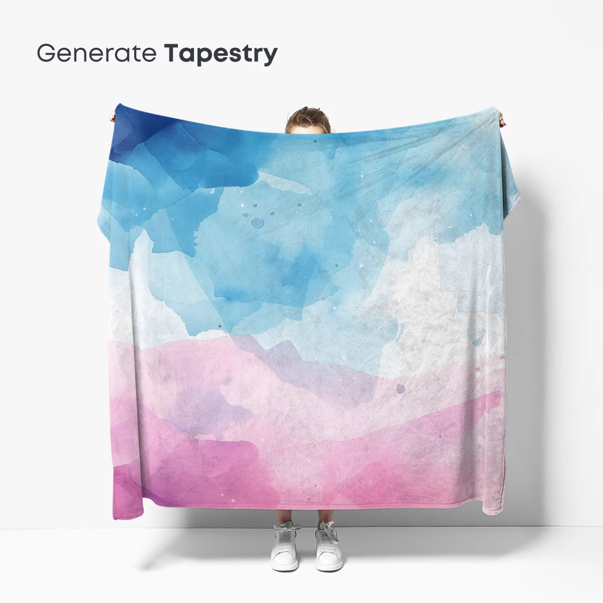 Abstract Watercolor Horizon: Blue and Pink Fusion - Image 5