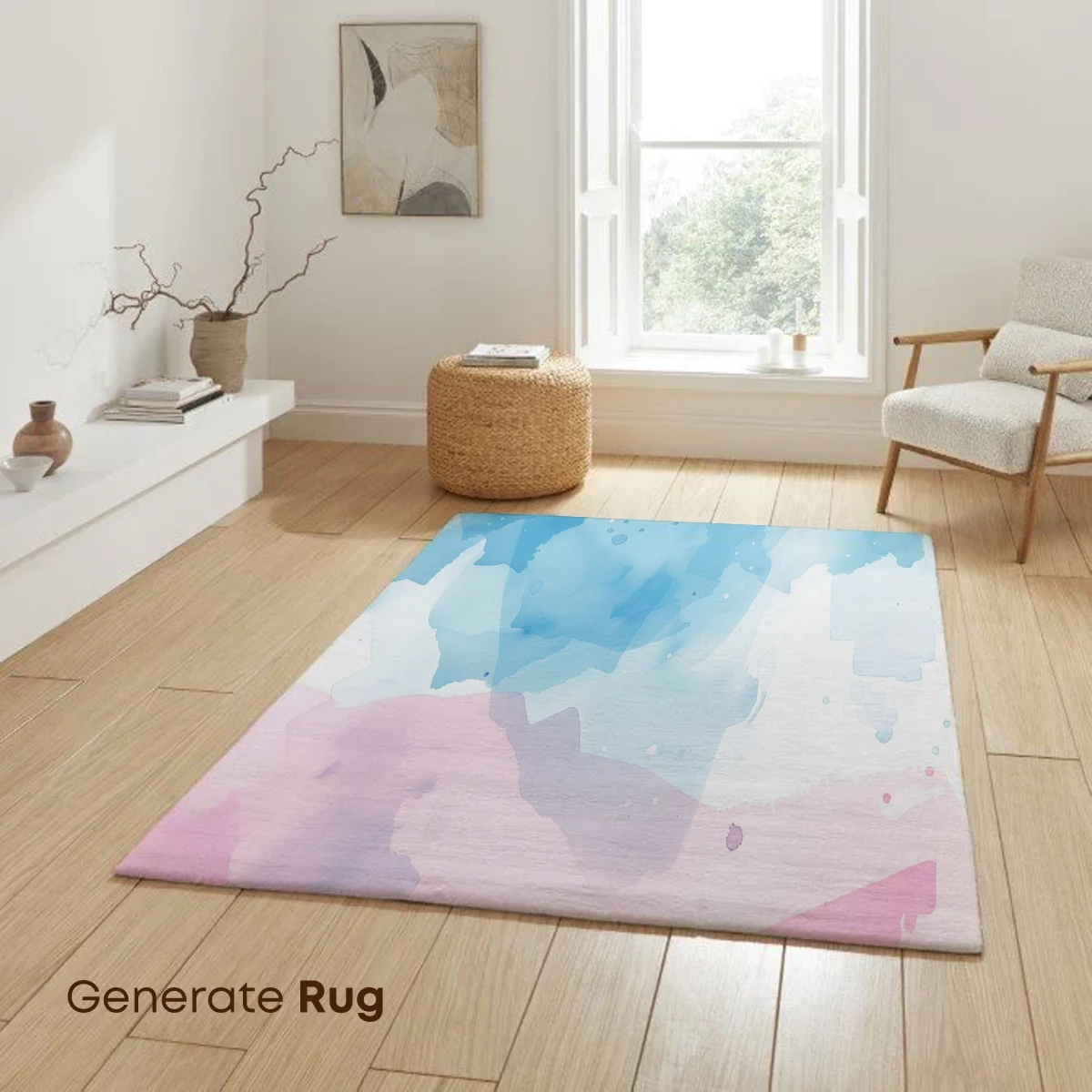 Abstract Watercolor Horizon: Blue and Pink Fusion - Image 6