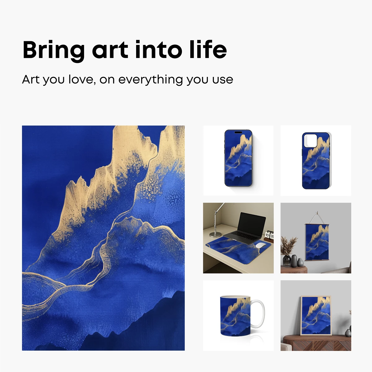 Golden Peaks in Midnight Blue - Image 2