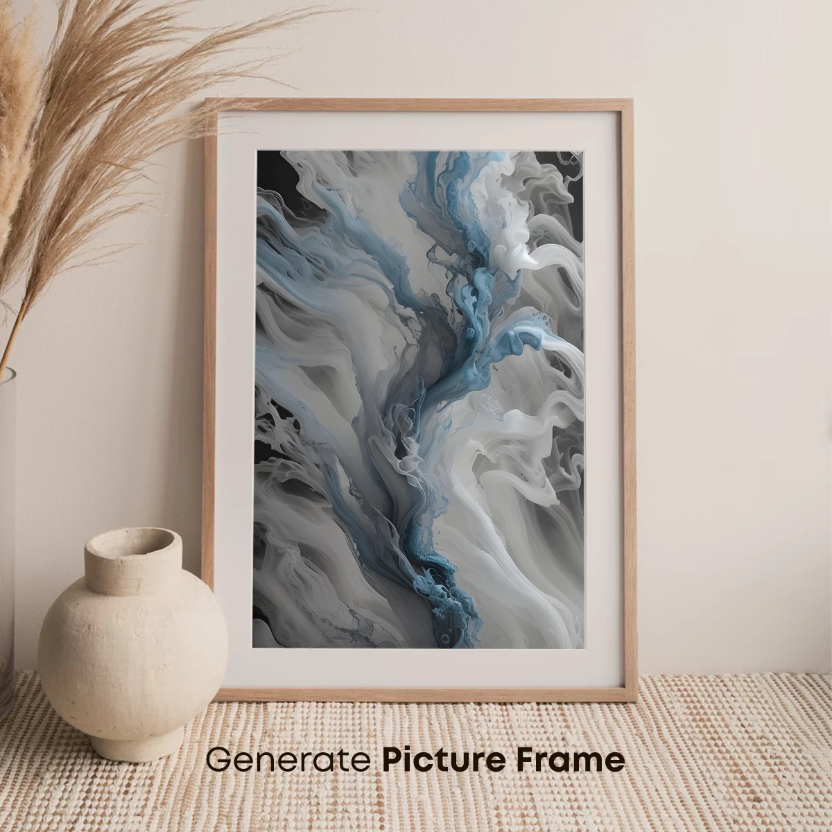 Ethereal Ink Symphony: Blue and Gray Fluid Dance - Image 7