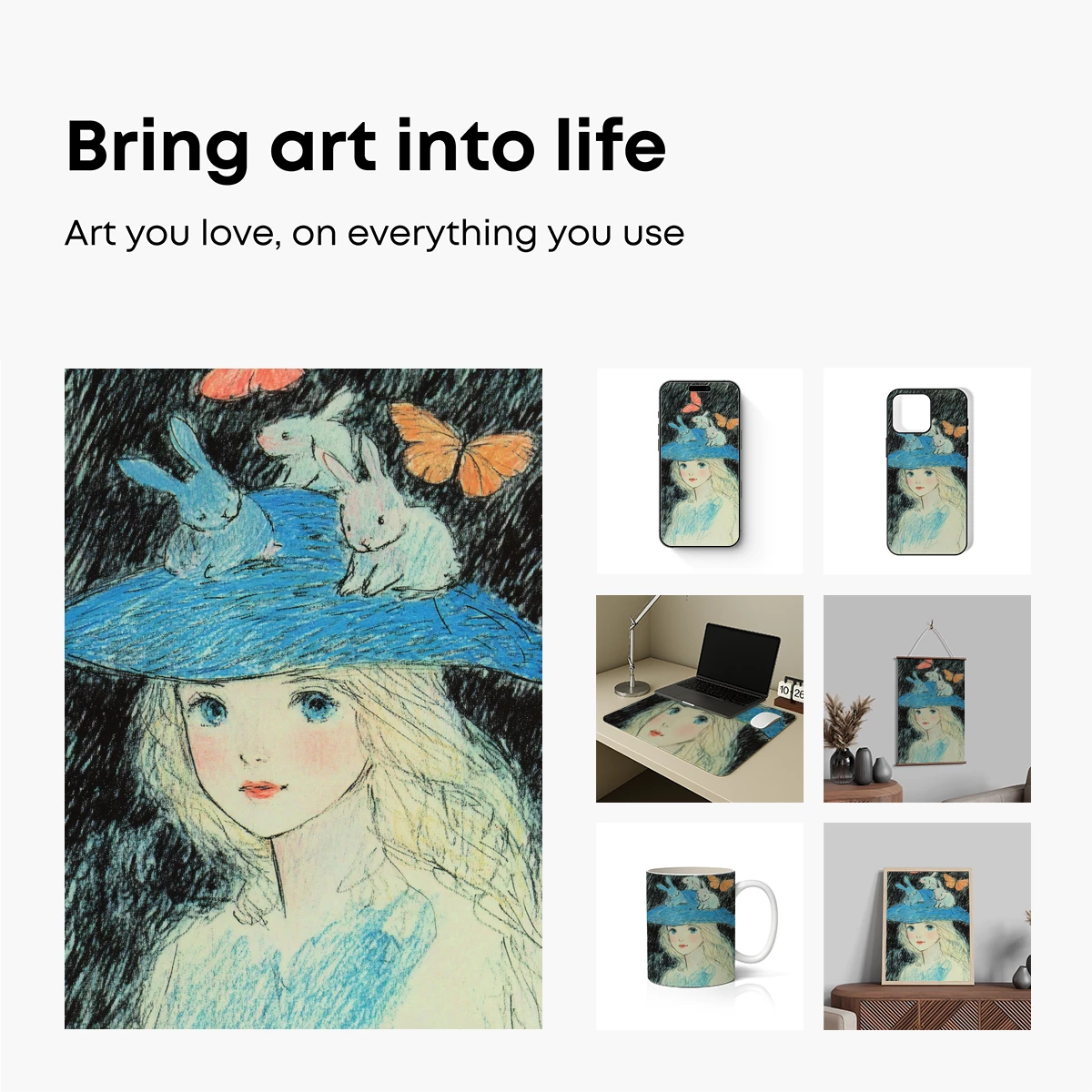 Enchanted Hat: Rabbits and Butterflies in Whimsy - Image 2