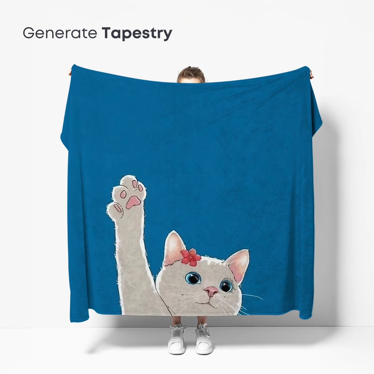 Cheerful Cat Waving: Whimsical Cartoon Art - Image 5