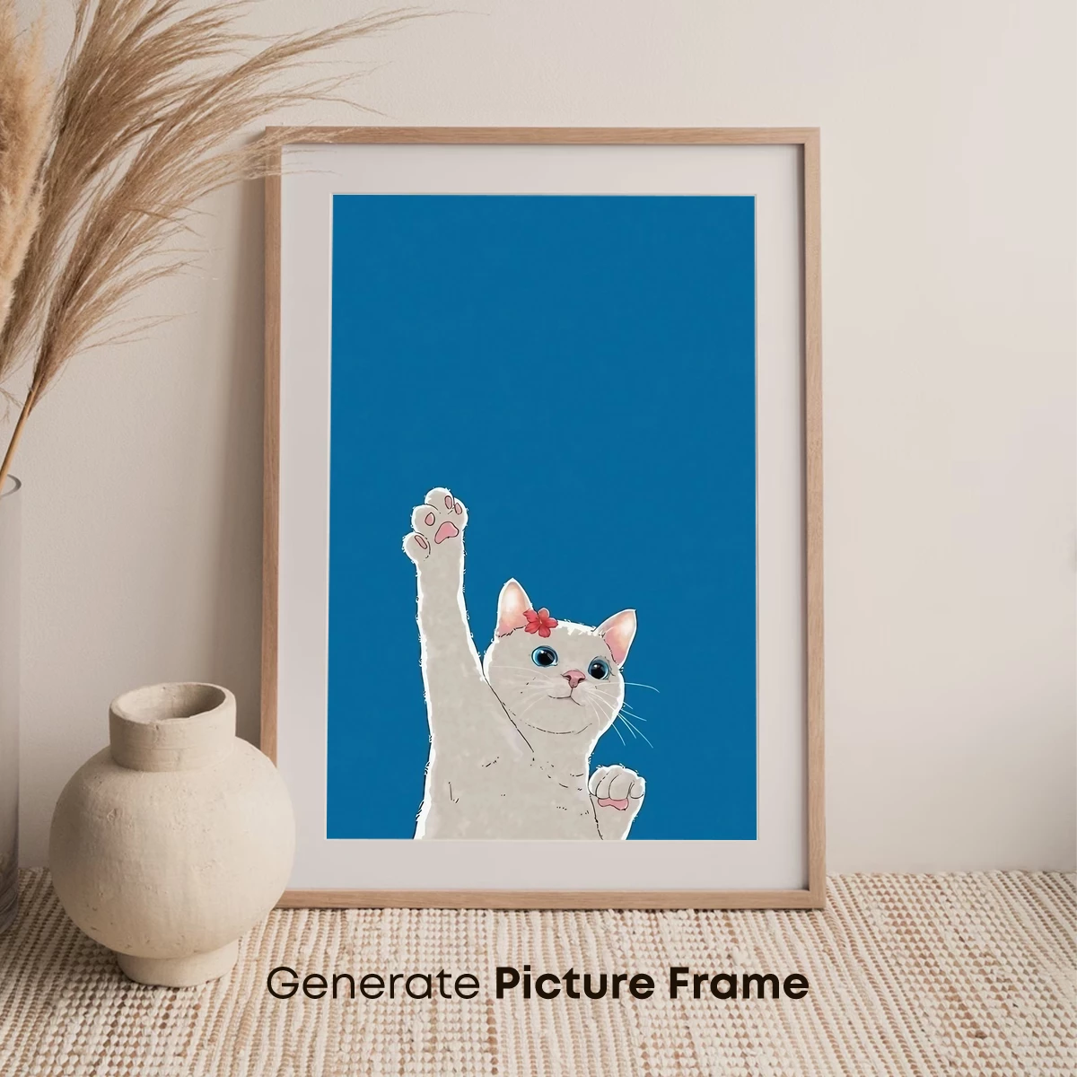 Cheerful Cat Waving: Whimsical Cartoon Art - Image 7