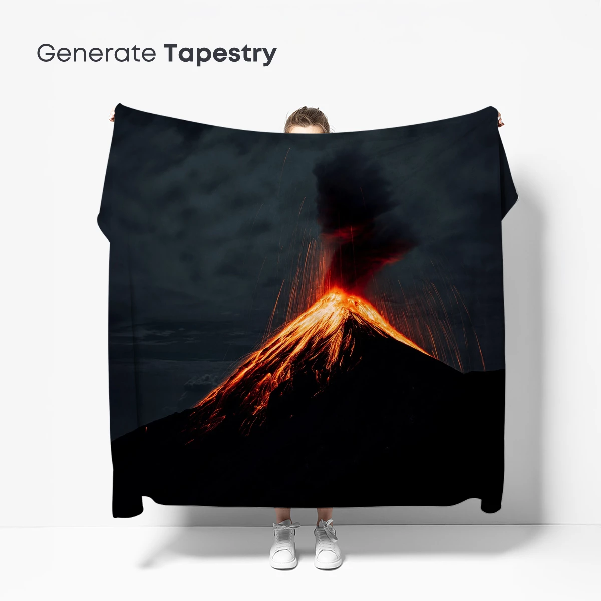 Erupting Night Volcano: Lava's Fiery Dance - Image 5