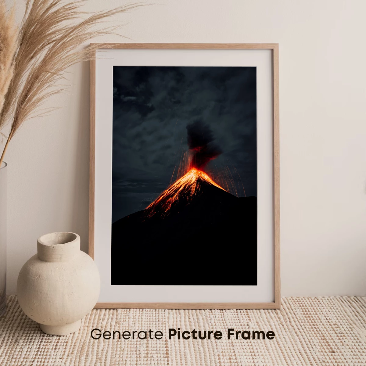 Erupting Night Volcano: Lava's Fiery Dance - Image 7
