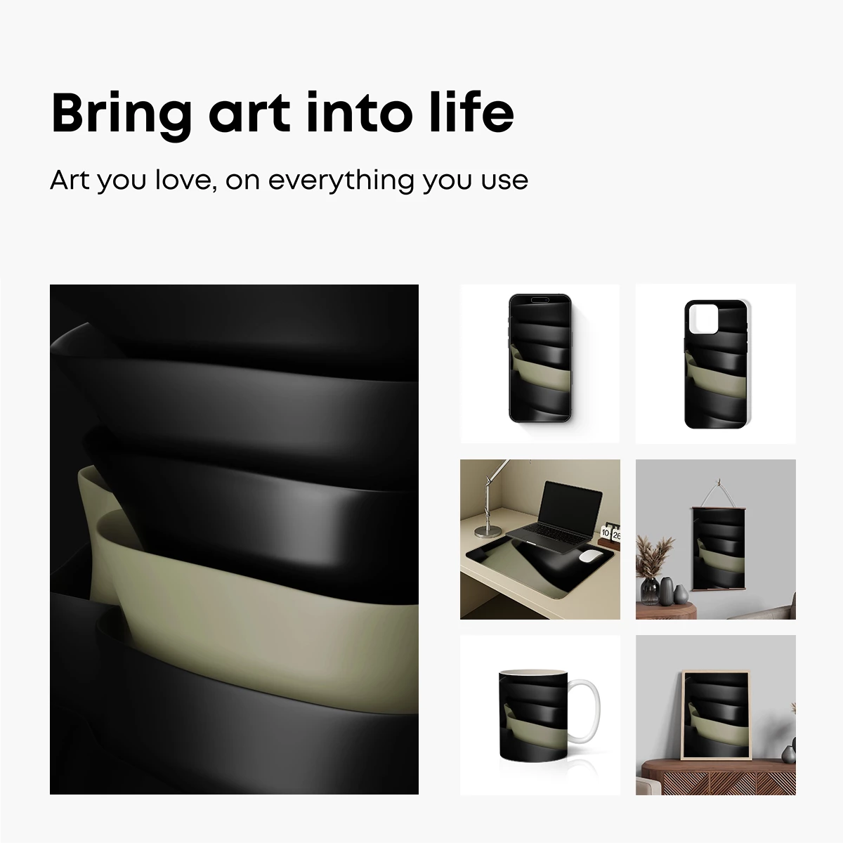 Elegant Black and Cream Spirals: A Study in Contrast - Image 2