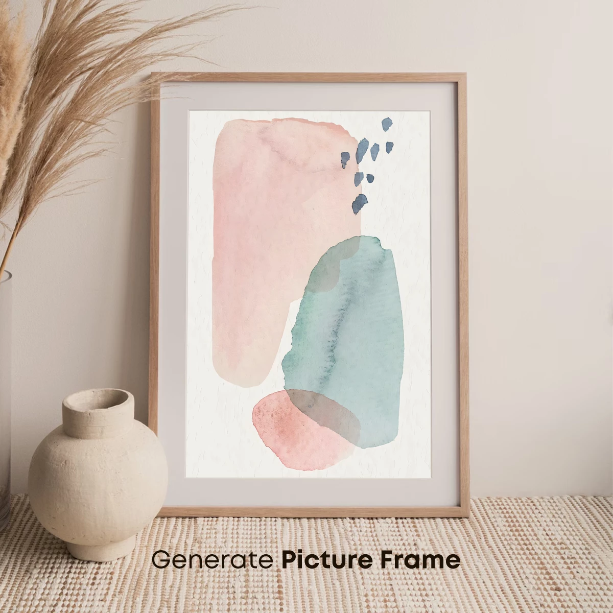 Abstract Watercolor Harmony: Pastel Blooms and Teal Depths - Image 7
