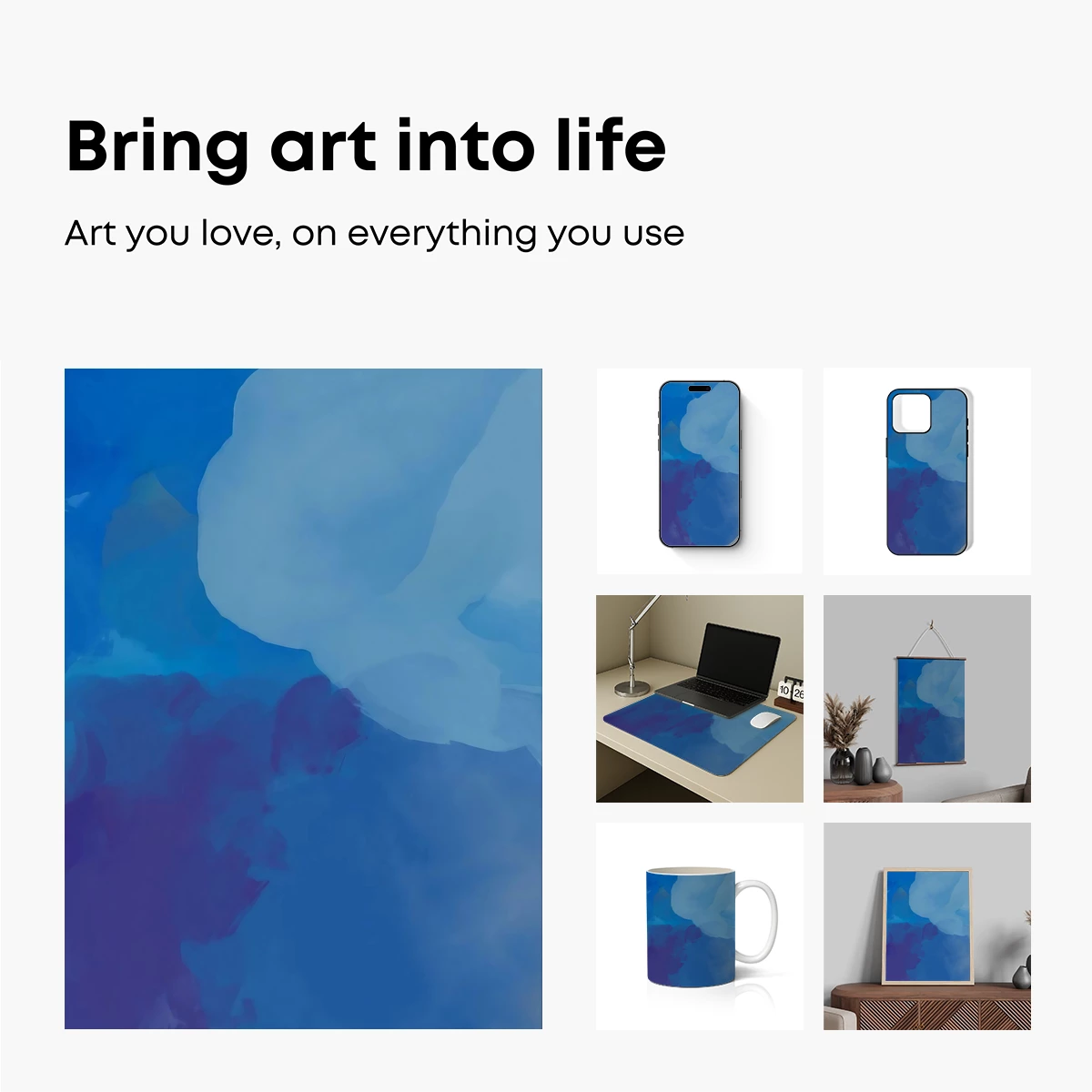 Azure Dreamscape: Abstract Fluidity in Blue Hues - Image 2