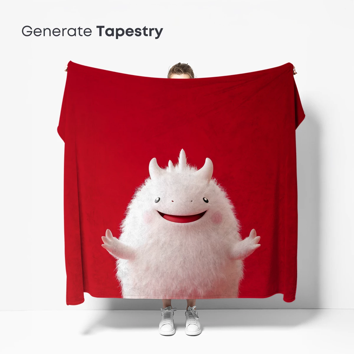 Fluffy White Monster with Joyful Expression - Image 5