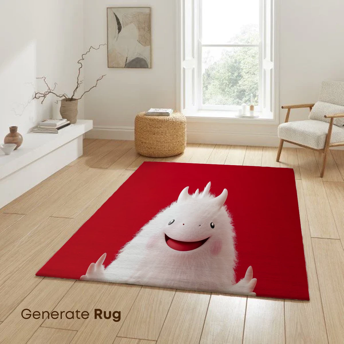 Fluffy White Monster with Joyful Expression - Image 6