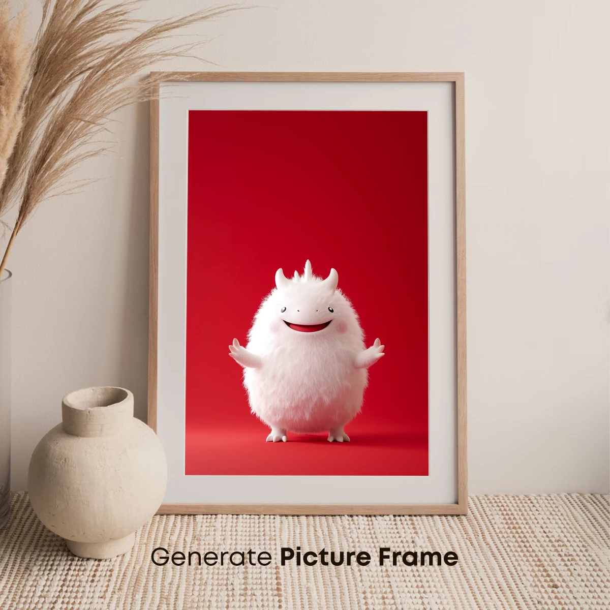 Fluffy White Monster with Joyful Expression - Image 7
