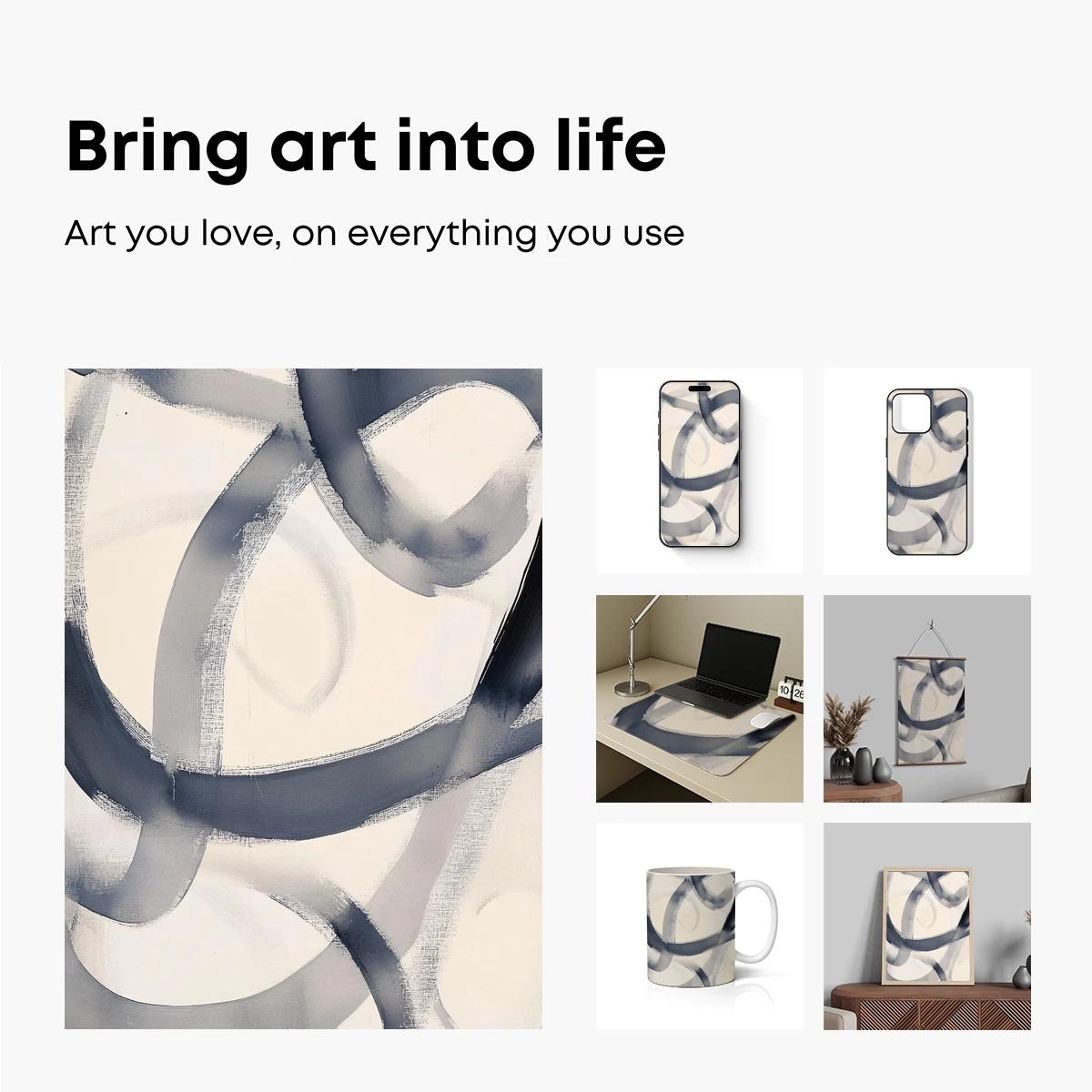 Ethereal Brushstrokes: Monochrome Flow