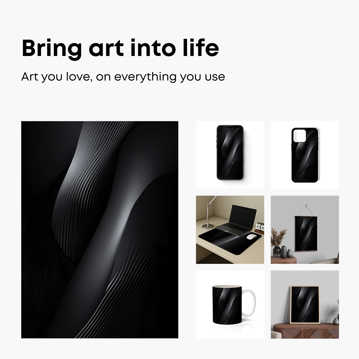 Elegant Black Waves: A Symphony of Shadows - Image 2