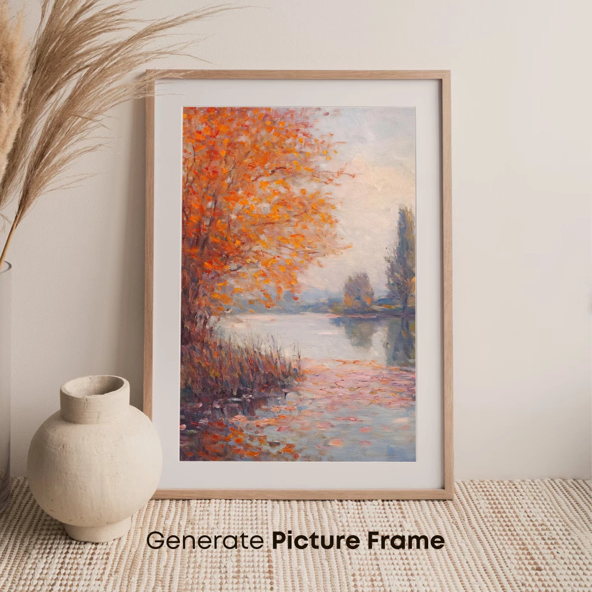 Autumn Reflections: Impressionist Lakeside Serenity - Image 7