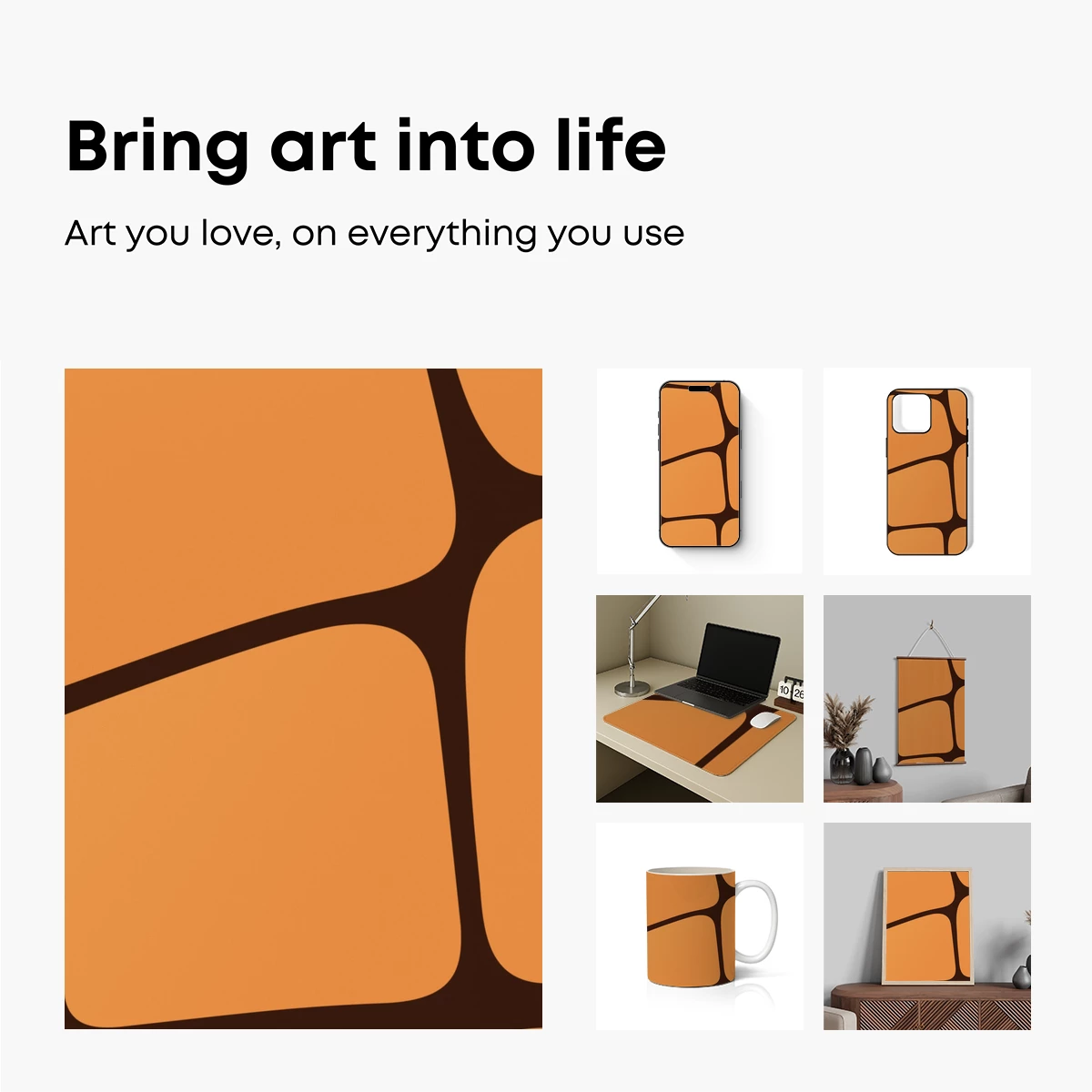 Abstract Orange Cells: Modern Geometric Artistry