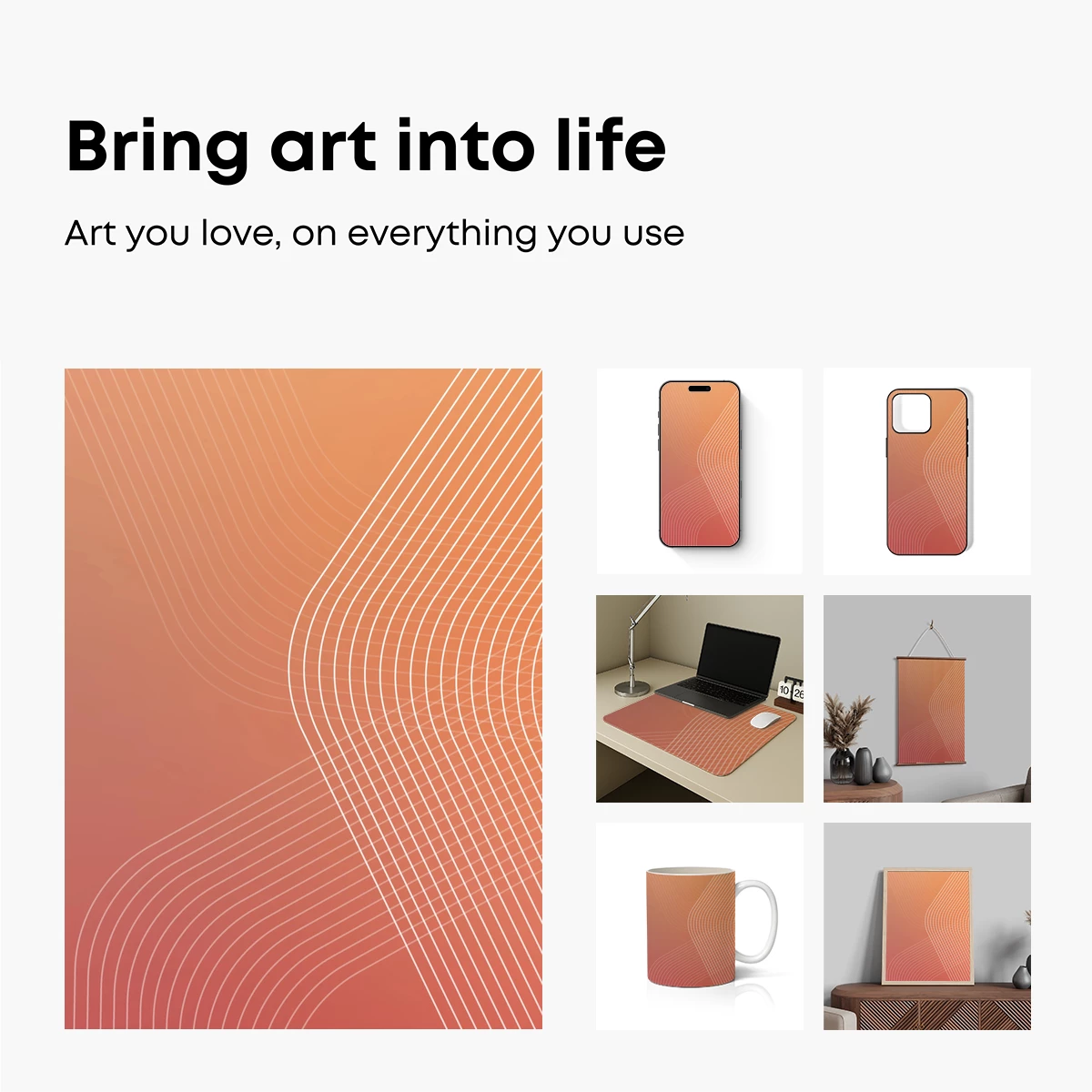 Flowing Lines in Coral Gradient - Image 2