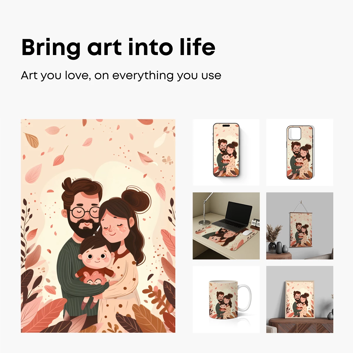 Autumnal Family Bliss: Whimsical Cartoon Harmony - Image 2