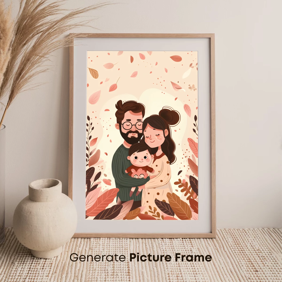 Autumnal Family Bliss: Whimsical Cartoon Harmony - Image 7