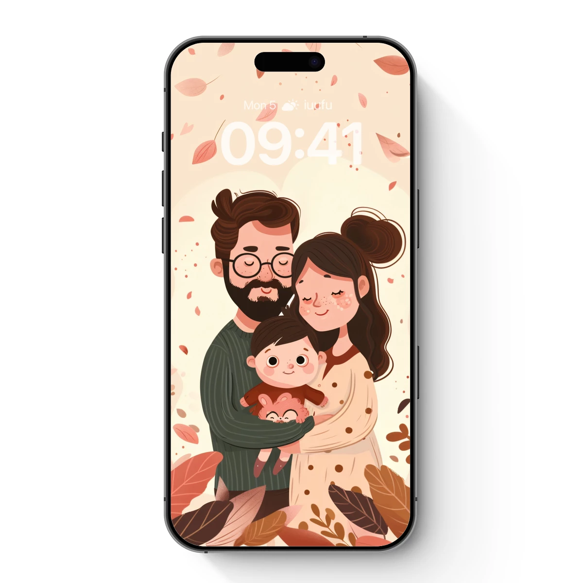 Autumnal Family Bliss: Whimsical Cartoon Harmony