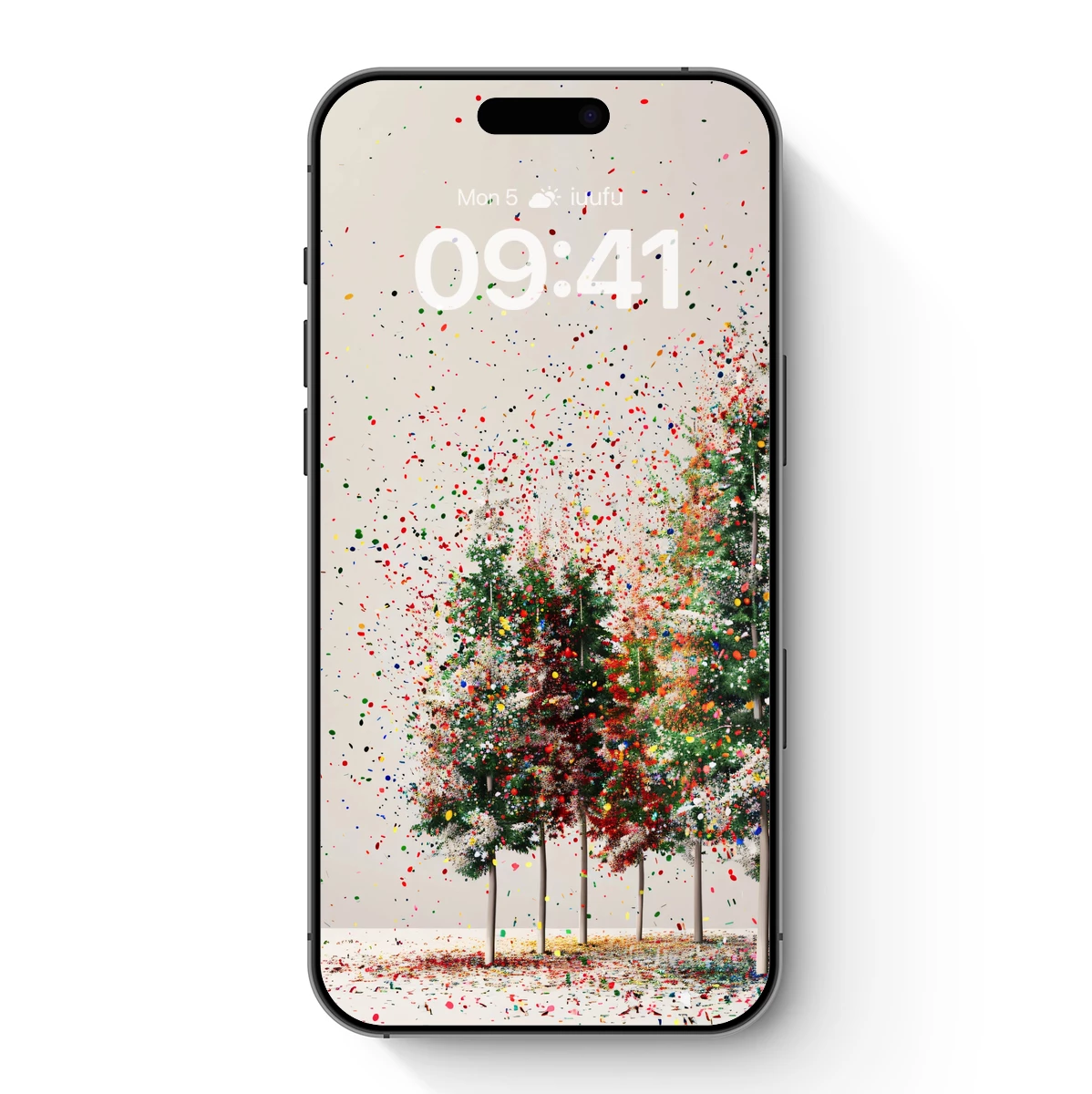 Confetti Forest: Festive Trees in a Whirlwind of Color