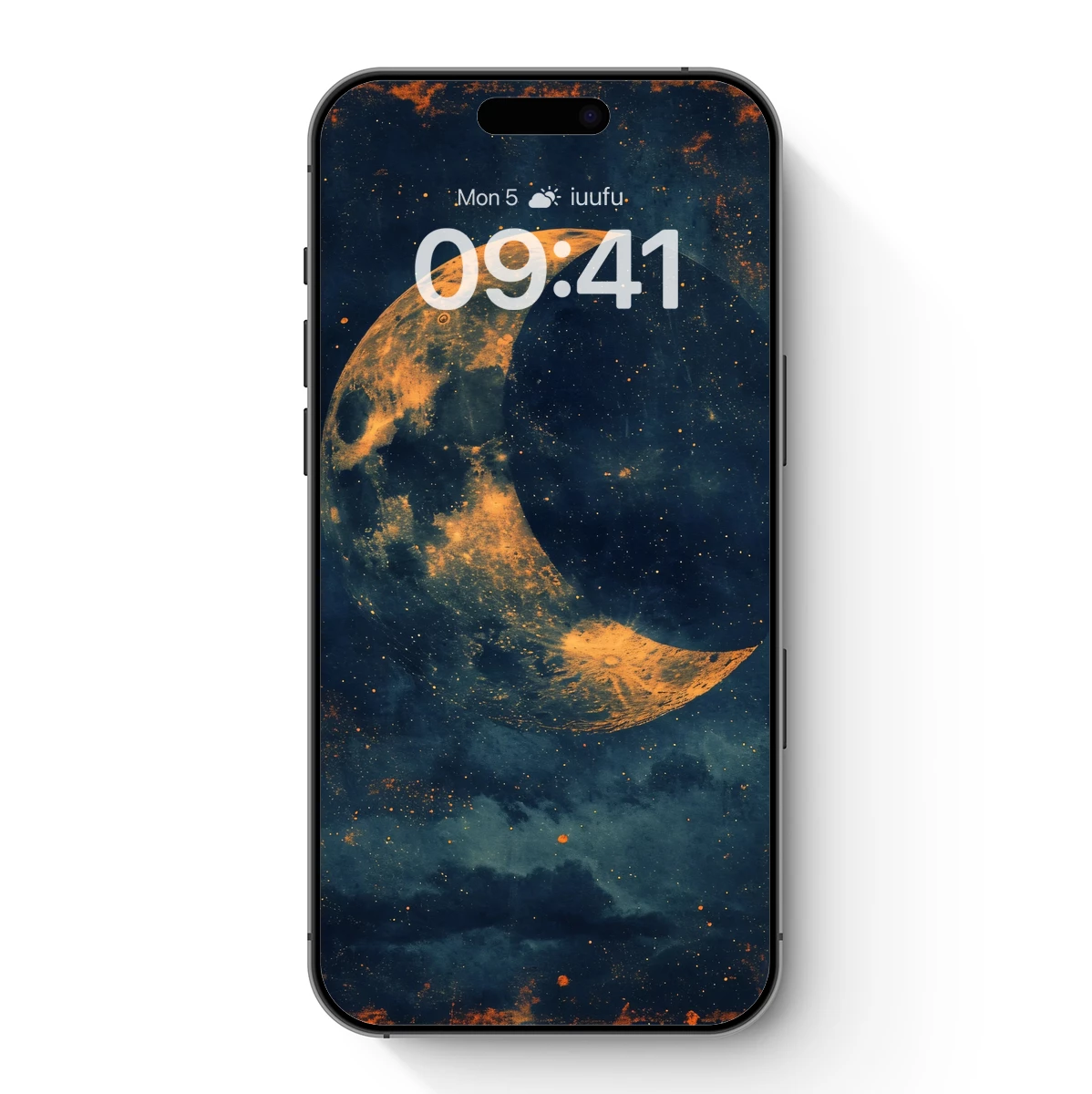 Eternal Crescent: Celestial Mystique in Orange Hues