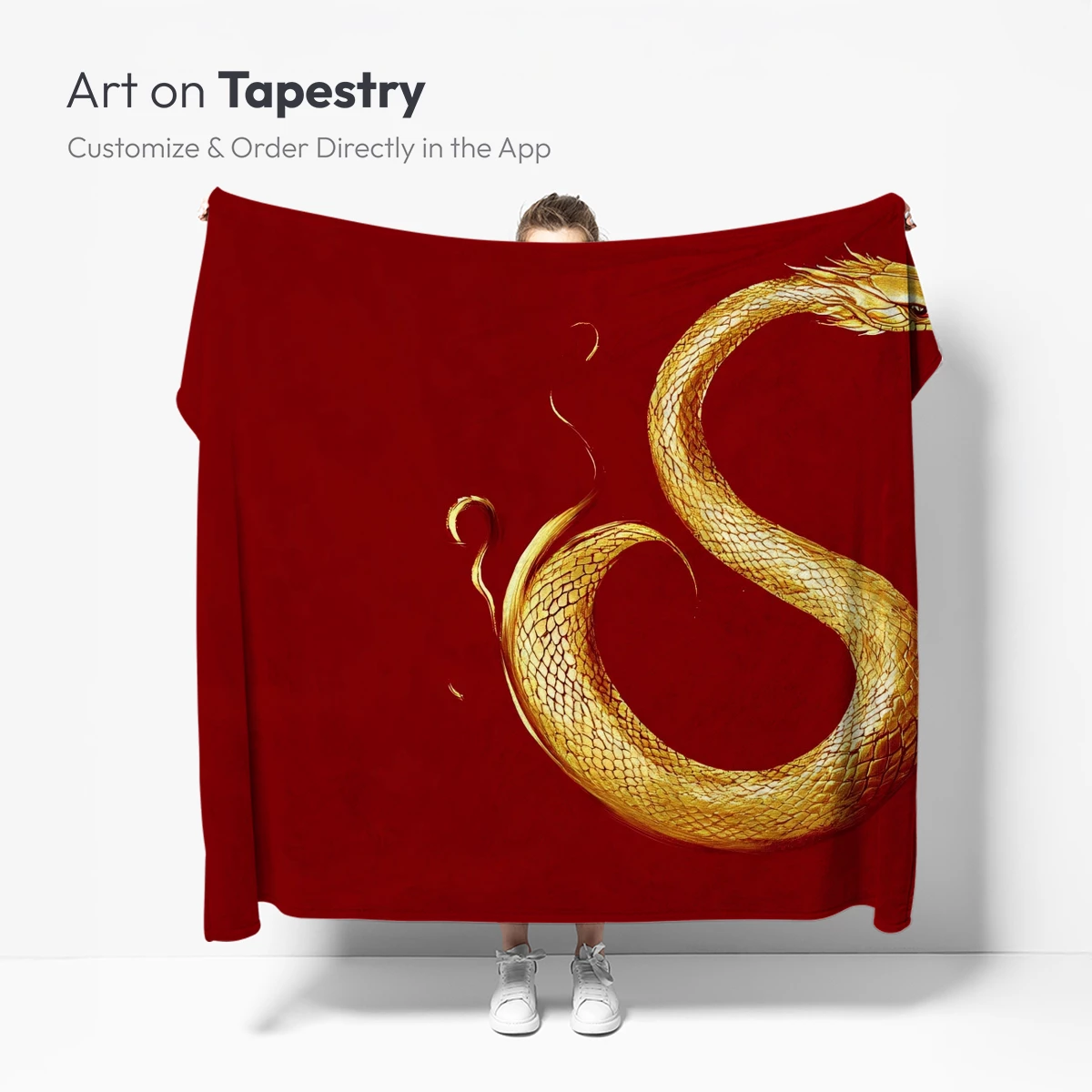 Golden Serpent's Elegance: Mystical Dragon Art - Image 5