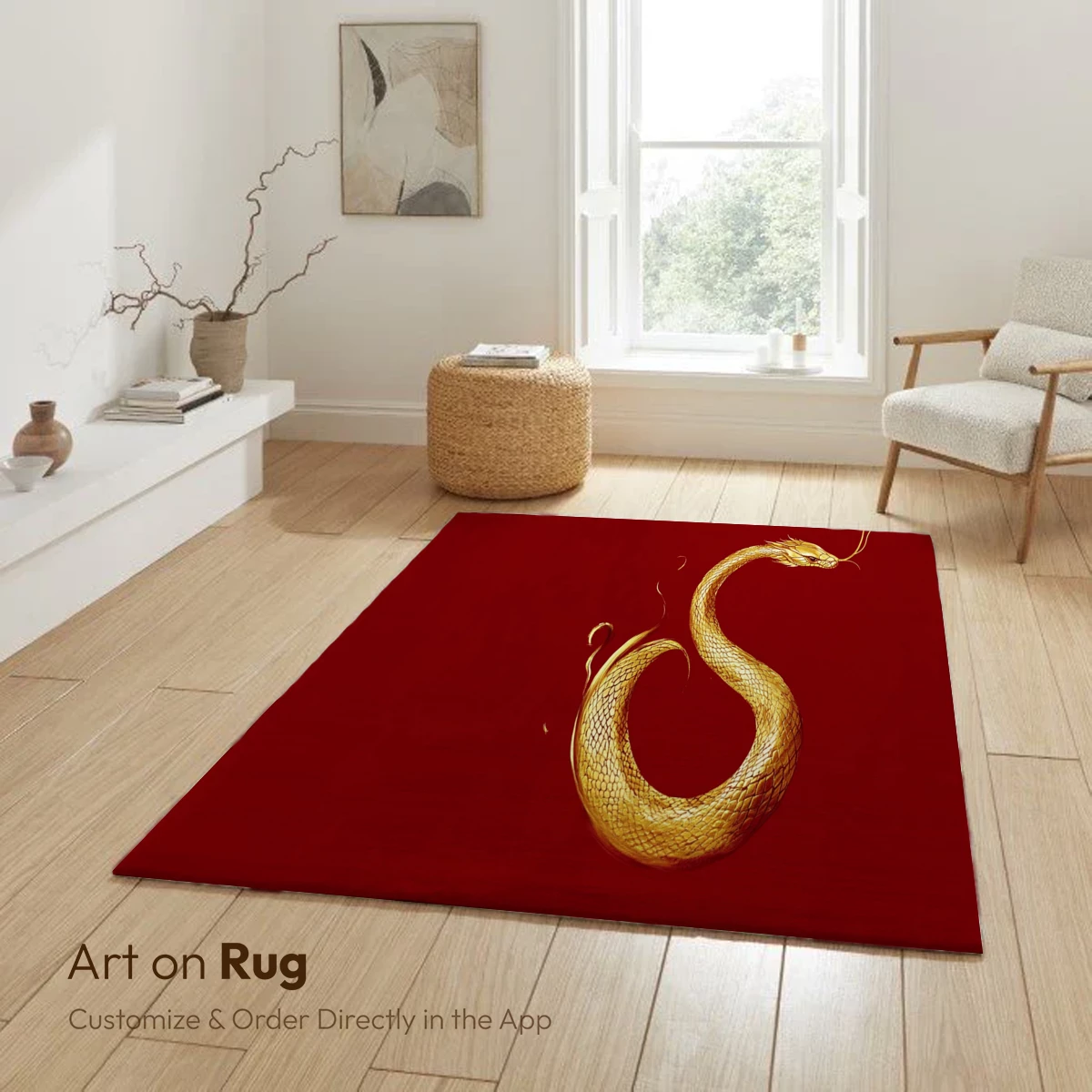 Golden Serpent's Elegance: Mystical Dragon Art - Image 6