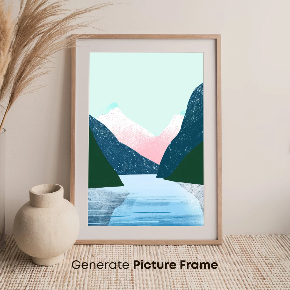 Abstract Alpine Serenity: Geometric Mountain Reflections - Image 7