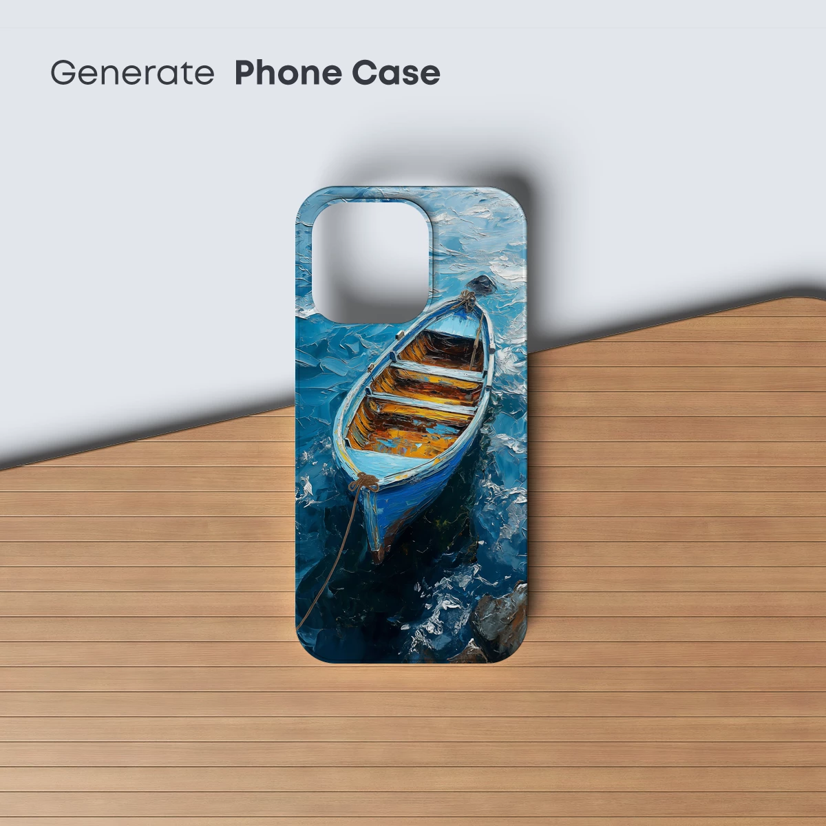 Blue Rowboat on Turquoise Waves - Image 3