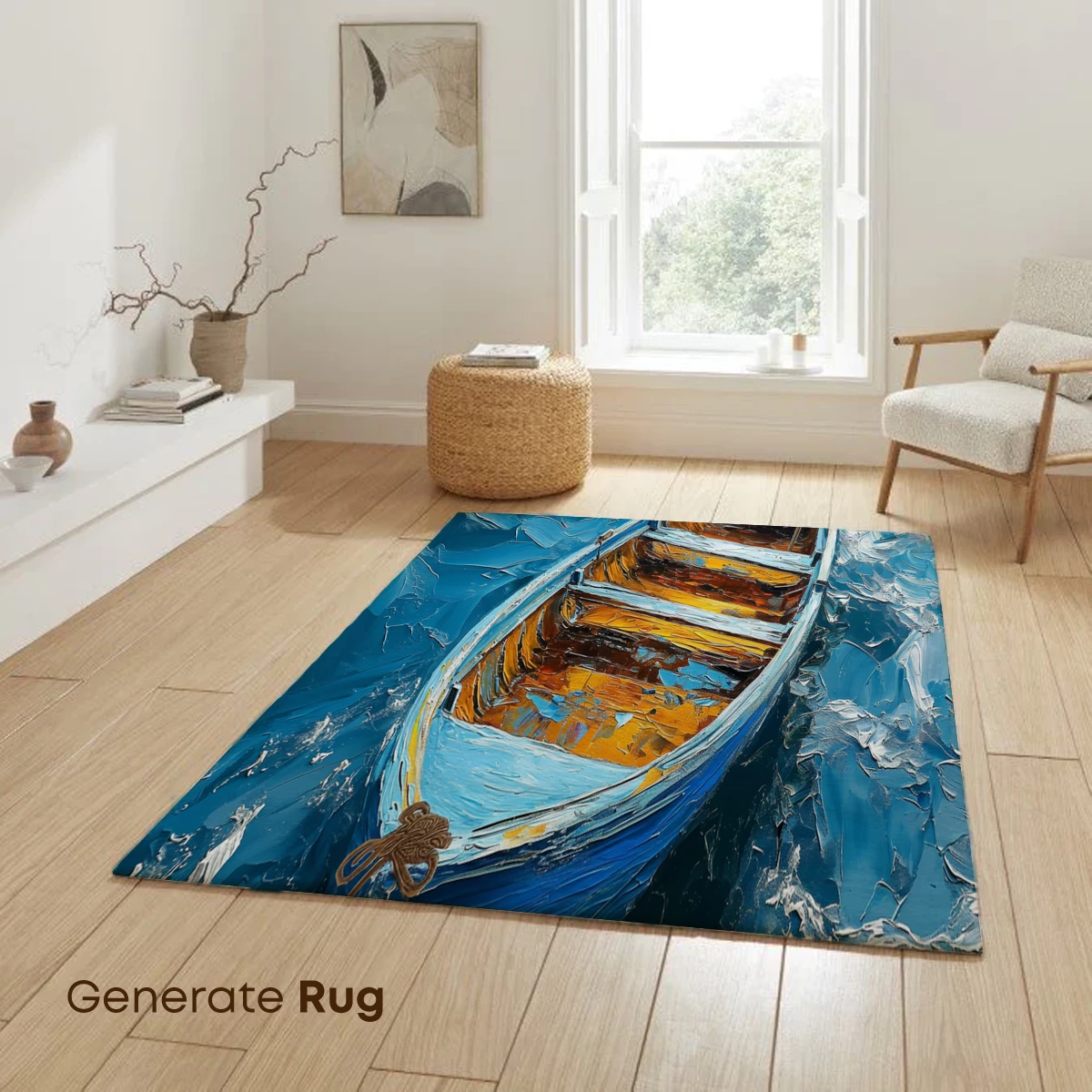 Blue Rowboat on Turquoise Waves - Image 6