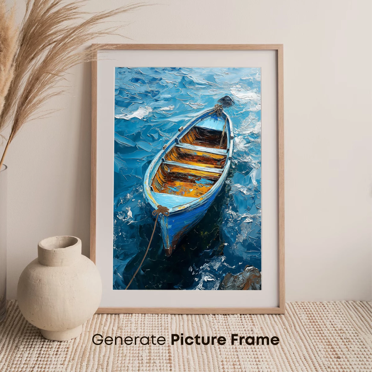 Blue Rowboat on Turquoise Waves - Image 7