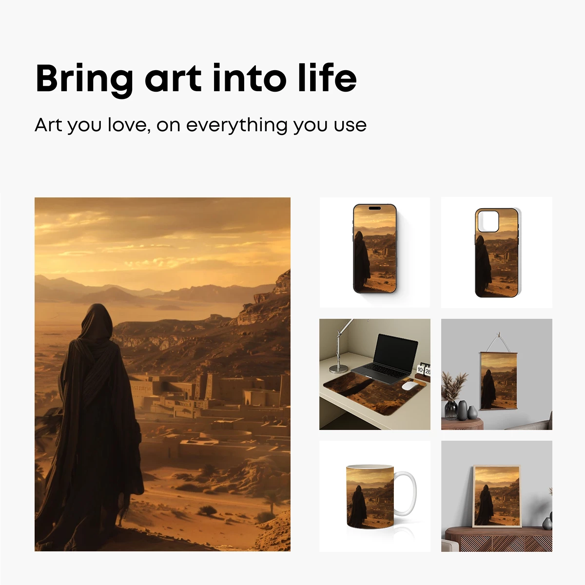 Desert Sentinel: Cloaked Figure Overlooks Ancient City - Image 2