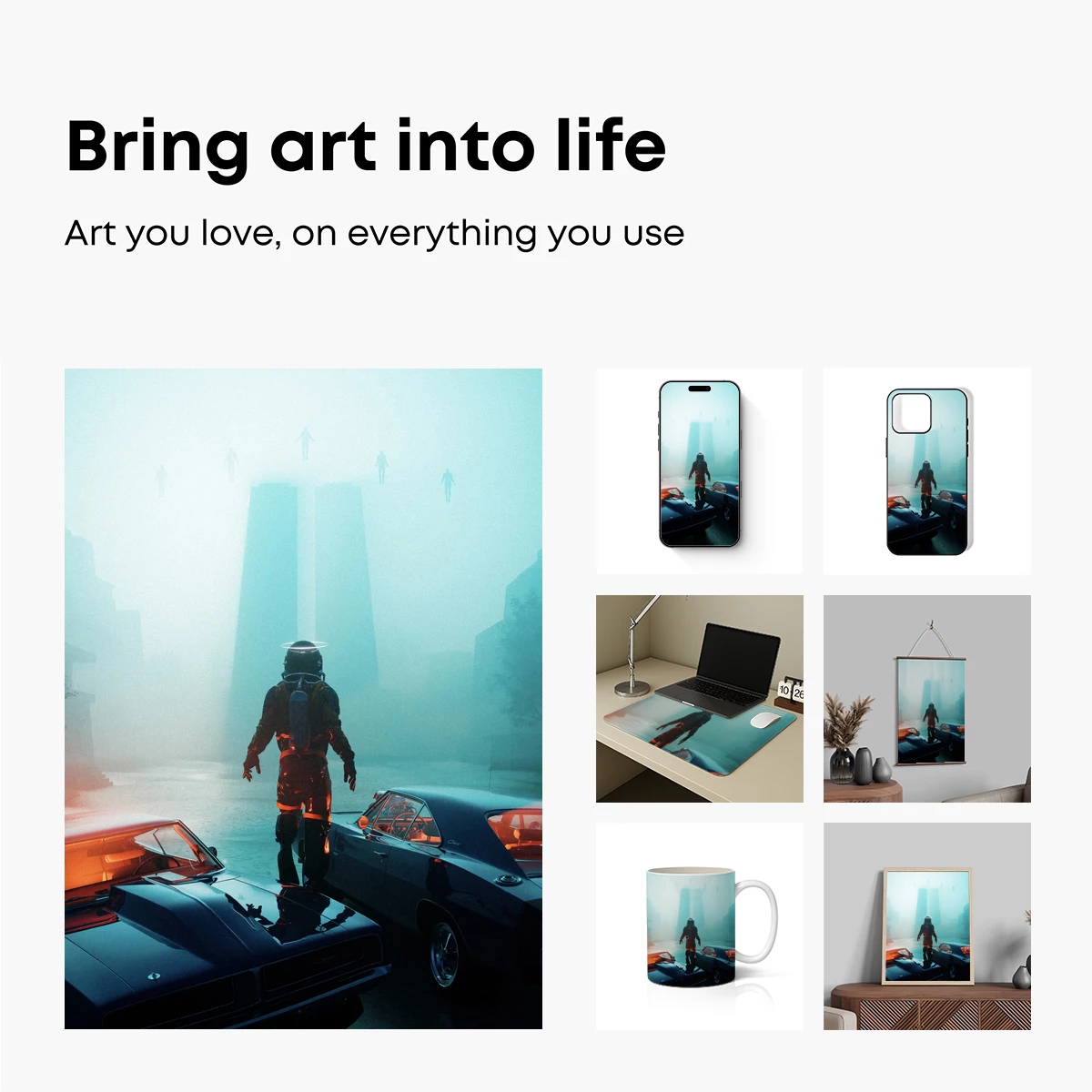 Futuristic Astronaut Amidst Neon Muscle Cars - Image 2