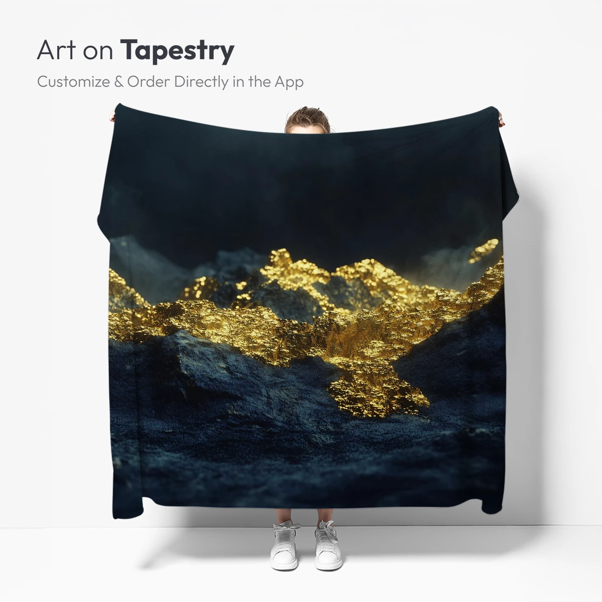 Golden Lava Flow in Midnight Terrain - Image 5